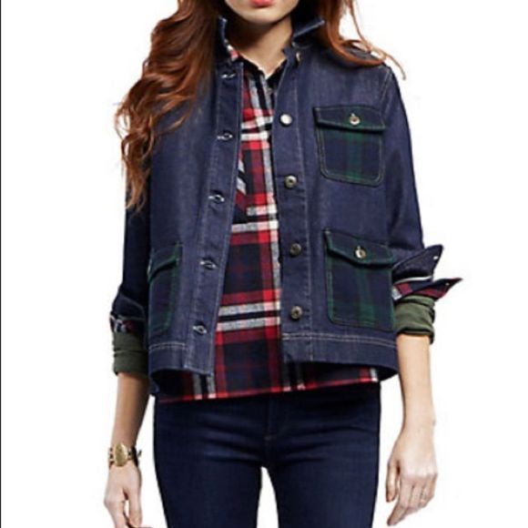 Pendleton Denim Jean Jacket w/ Blackwatch Pockets - Picture 1 of 6